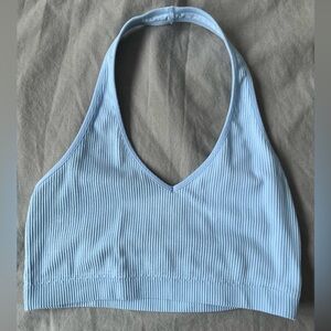 Light Blue Ribbed Halter Top